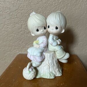 Precious Moments Boy and Girl Figurine in Cream and Pale Pink